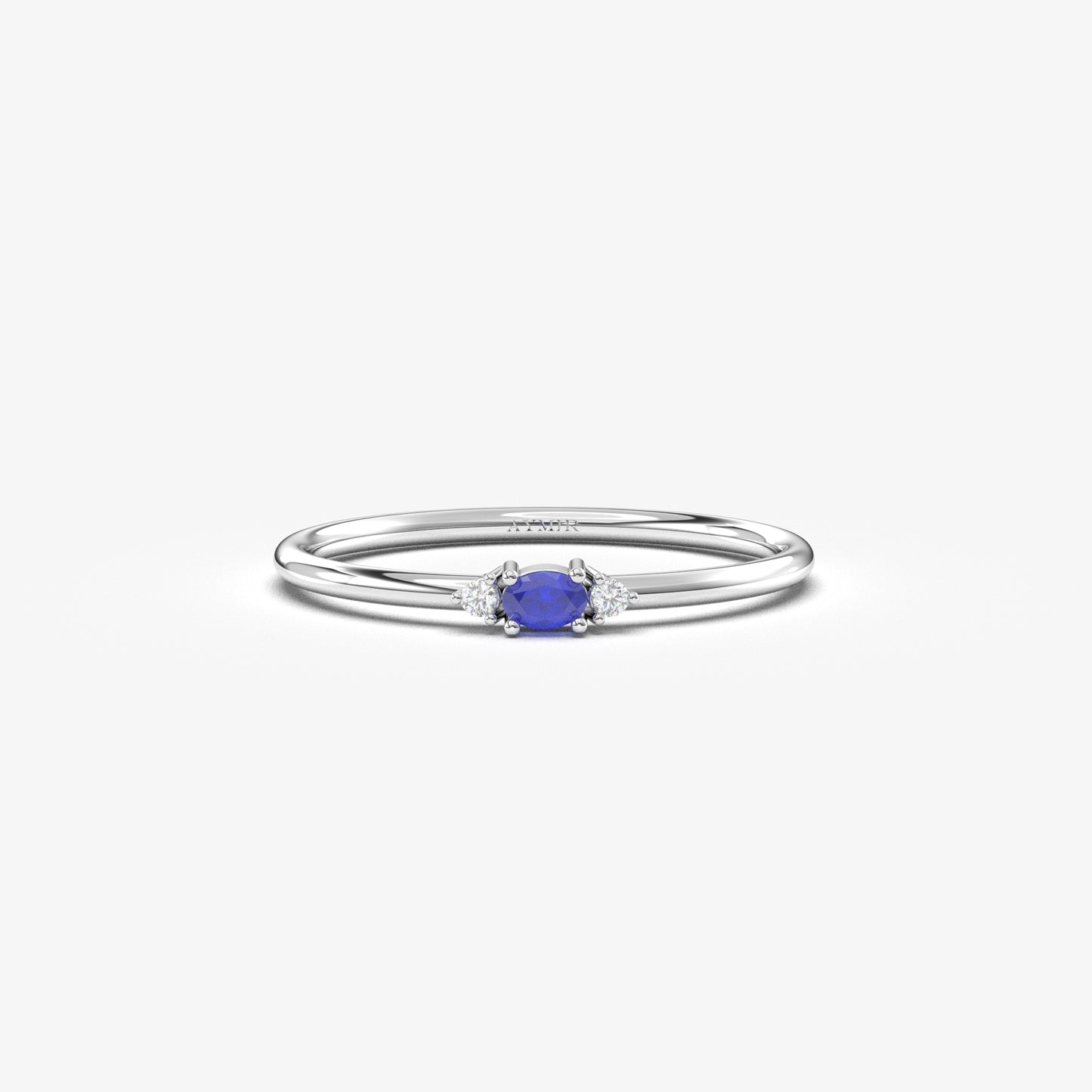 10K Gold Thin Oval Sapphire and Diamond Ring - 2S84SAP