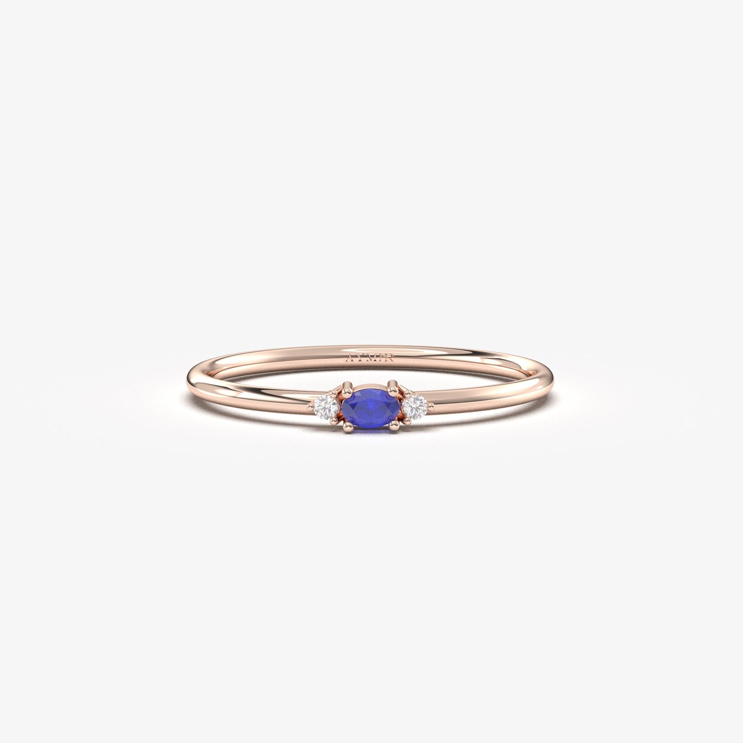 10K Gold Thin Oval Sapphire and Diamond Ring - 2S84SAP