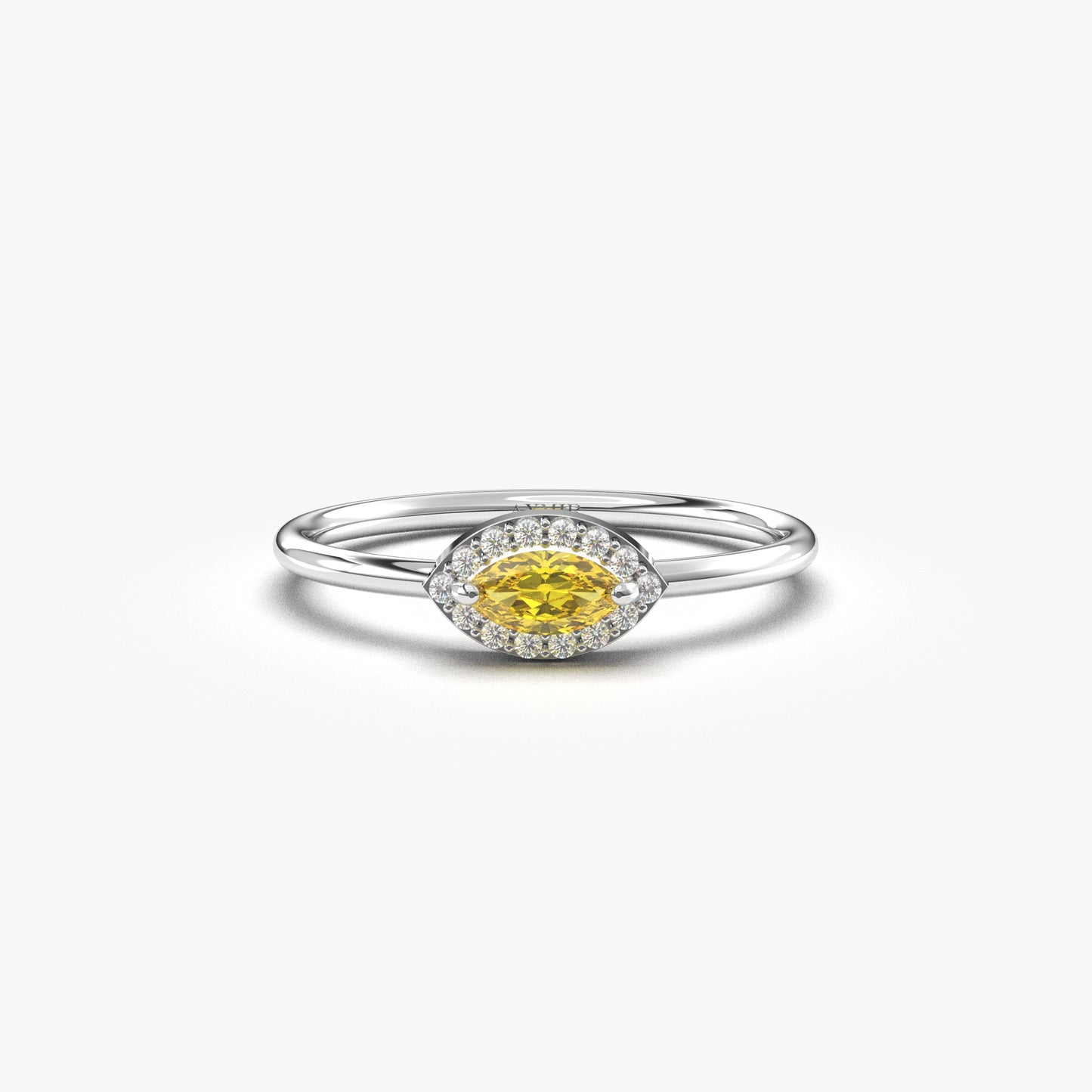 10K Gold Dainty Marquise Citrine and Cz Ring - 8S100CIT