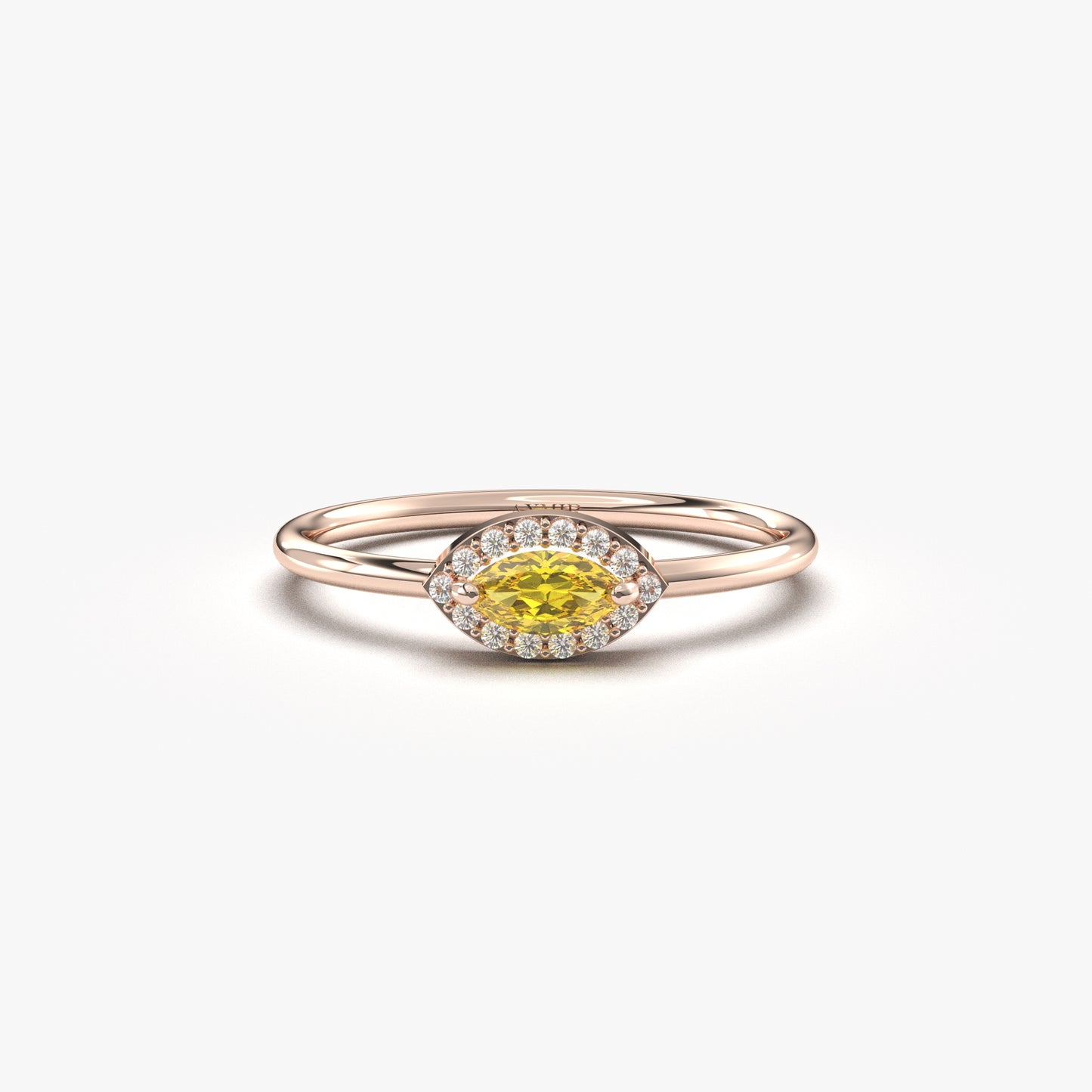 10K Gold Dainty Marquise Citrine and Cz Ring - 8S100CIT