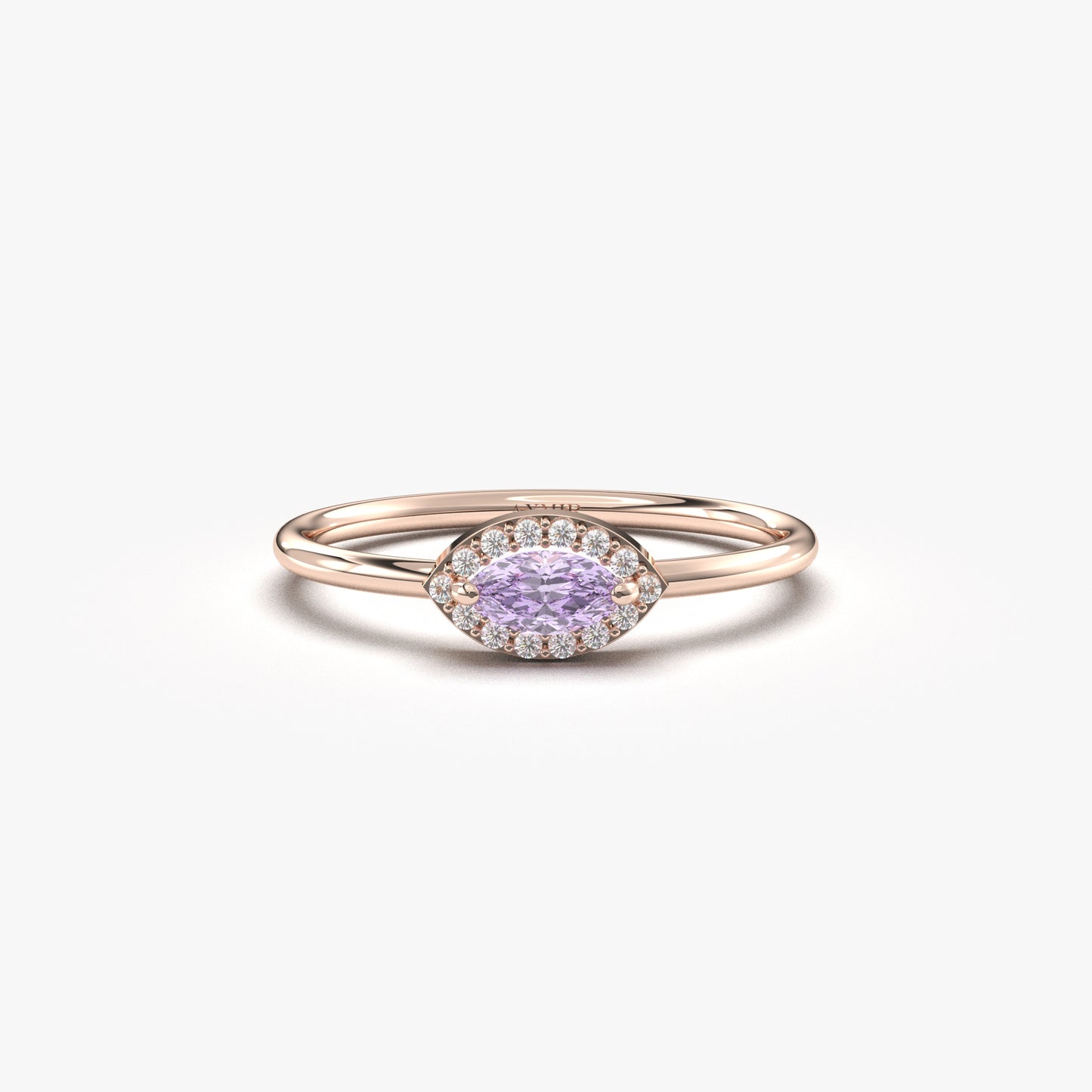 10K Gold Minimalist Marquise Lavender and Cz Ring - 8S100LAV