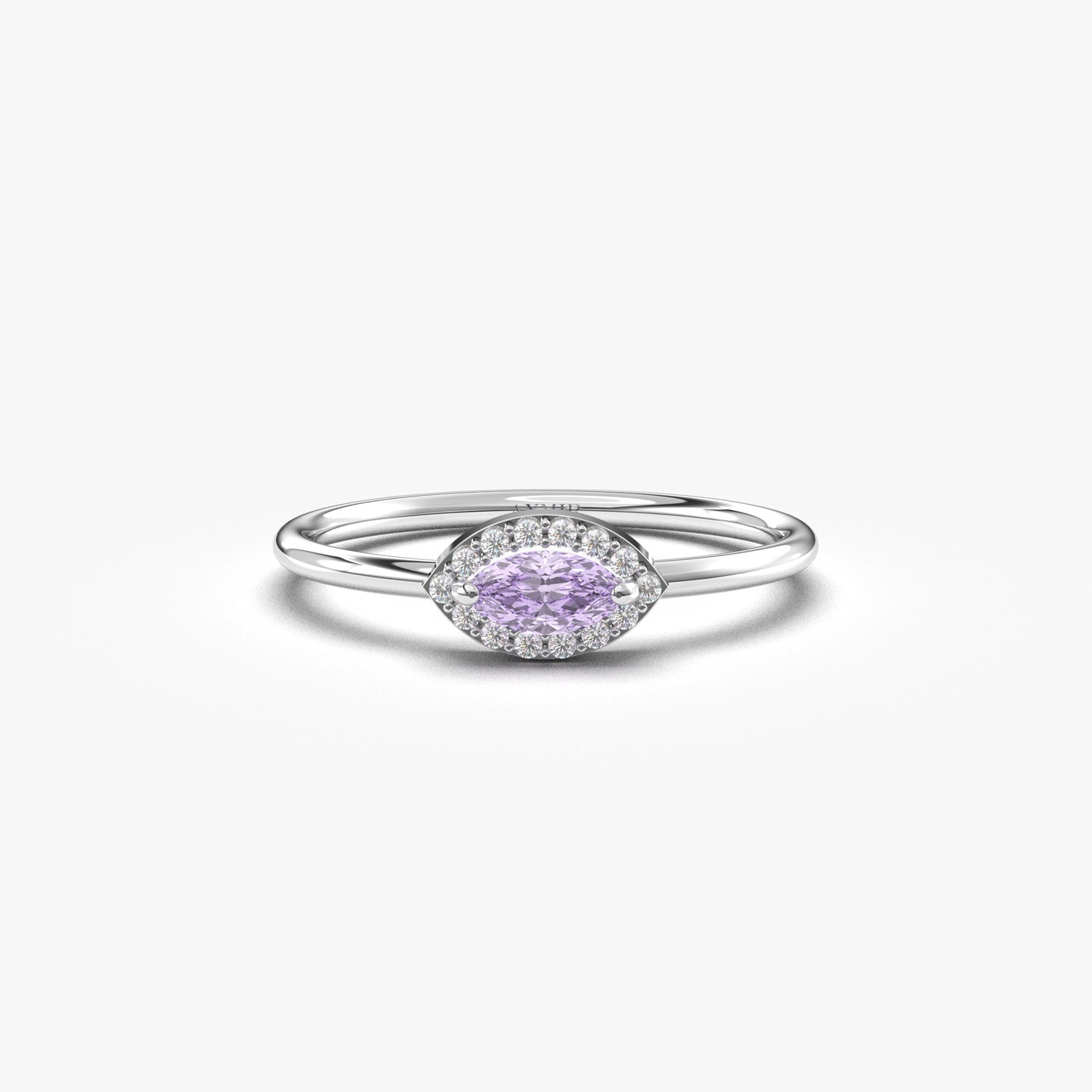 14K Gold Minimalist Marquise Lavender and Diamond Ring - 8S100LAV