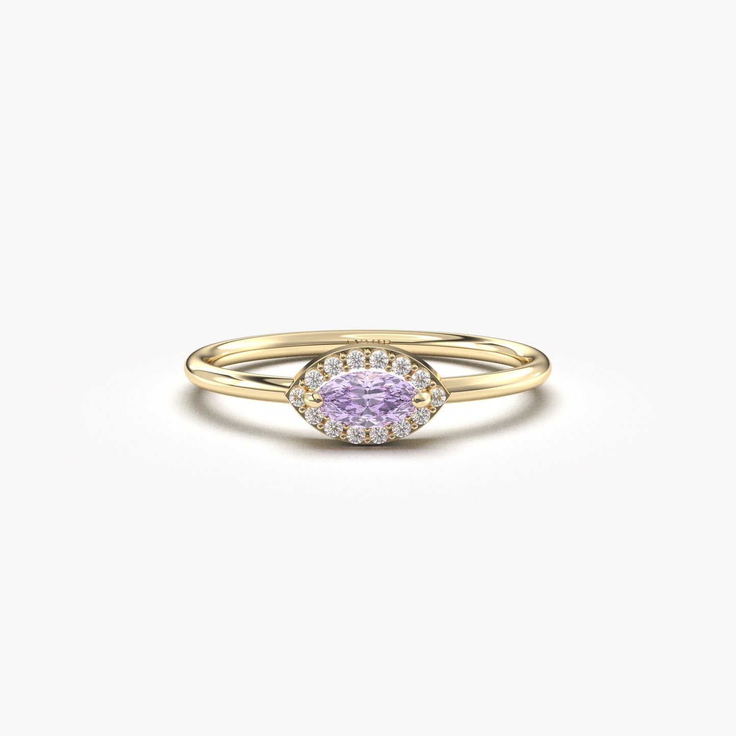 10K Gold Minimalist Marquise Lavender and Cz Ring - 8S100LAV