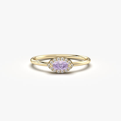 10K Gold Minimalist Marquise Lavender and Cz Ring - 8S100LAV