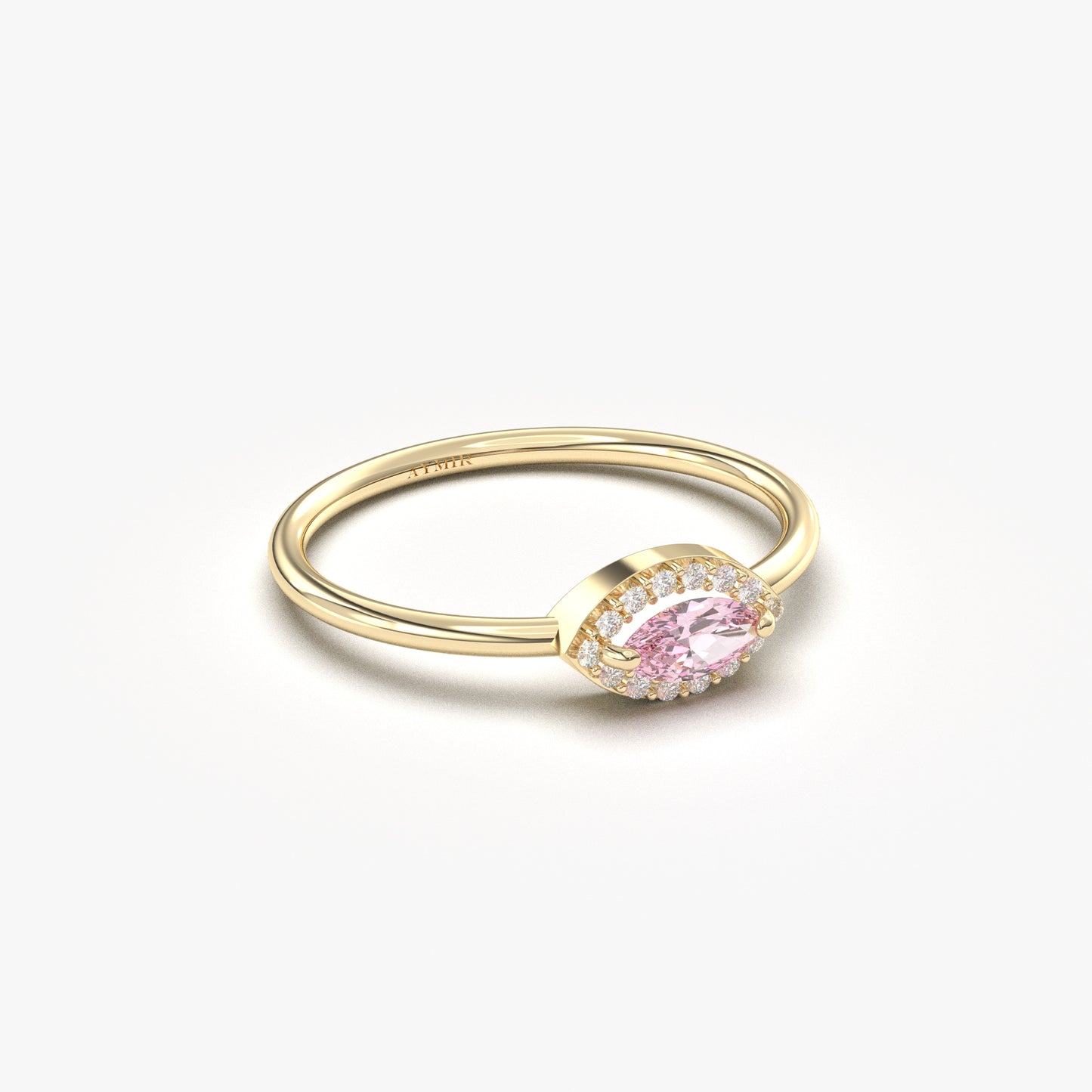 10K Gold Dainty Pink Marquise and Cz Ring - 8S100PNK