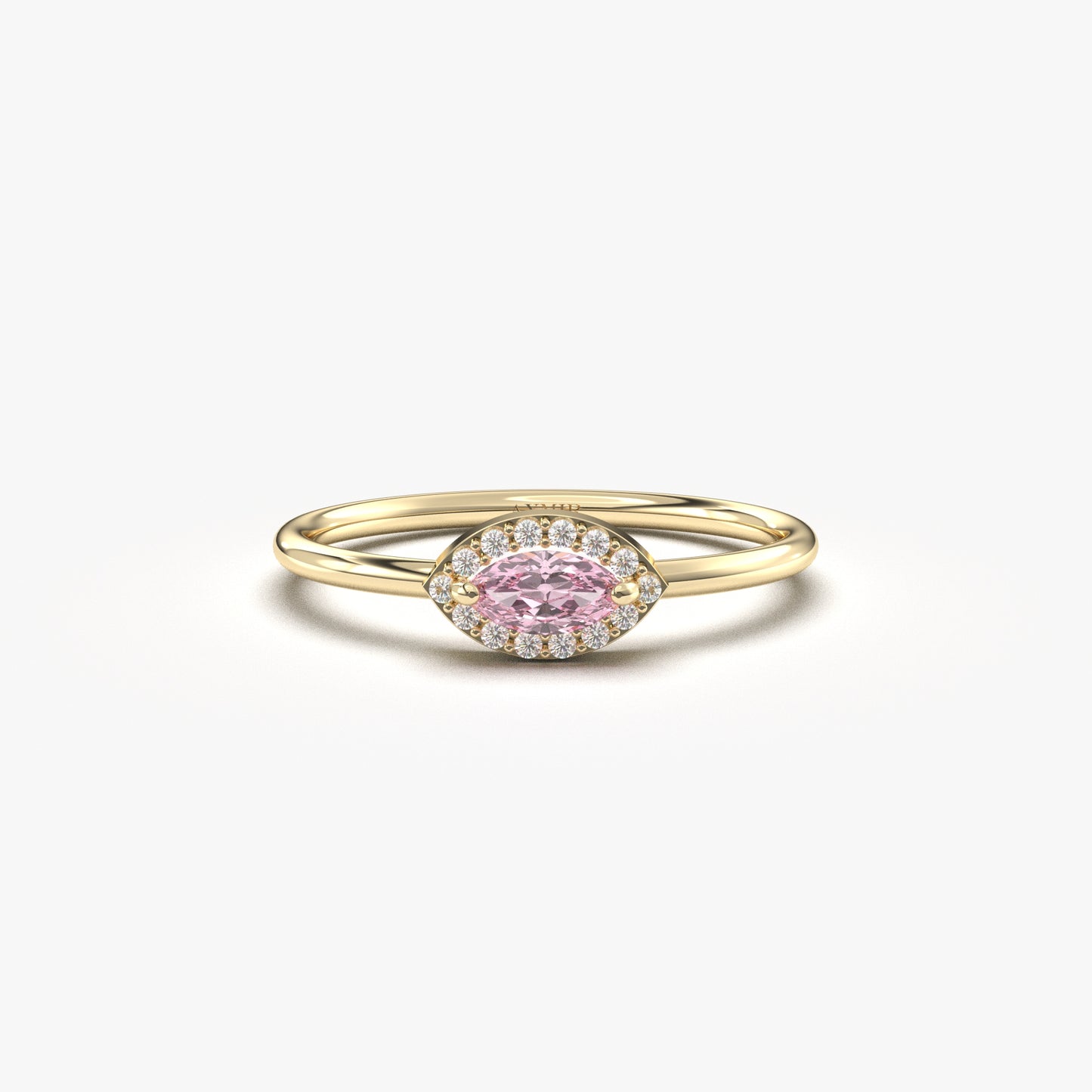 10K Gold Dainty Pink Marquise and Cz Ring - 8S100PNK