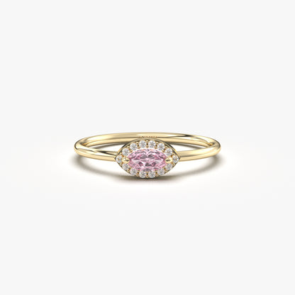 10K Gold Dainty Pink Marquise and Cz Ring - 8S100PNK