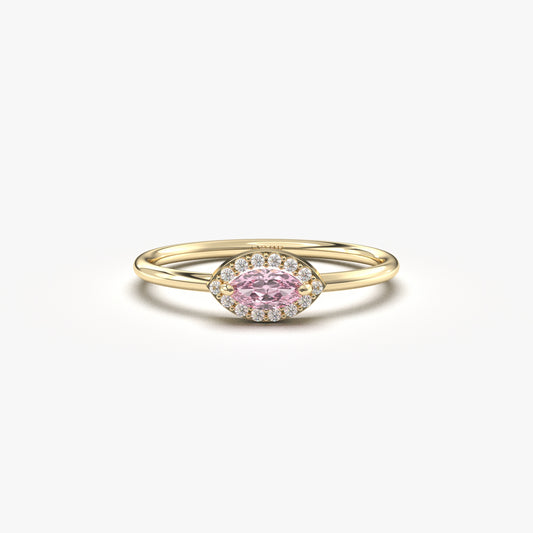 10K Gold Dainty Pink Marquise and Cz Ring - 8S100PNK