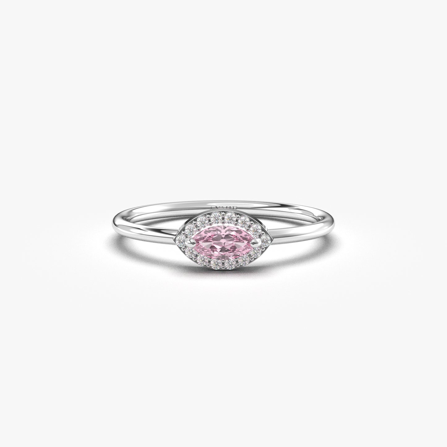 14K Gold Dainty Pink Marquise and Diamond Ring - 8S100PNK
