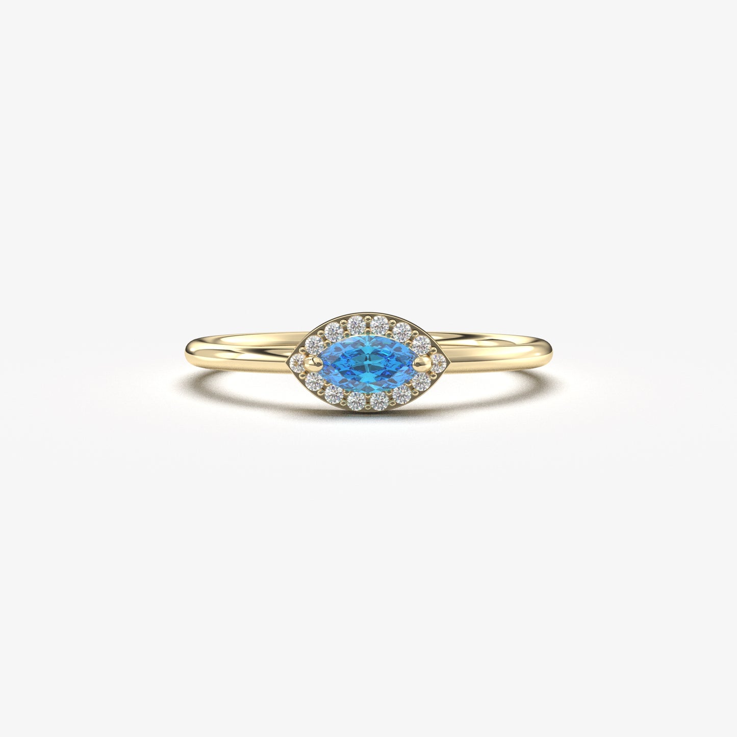 10K Gold Marquise Sky Blue and Cz Ring - 8S100SKY