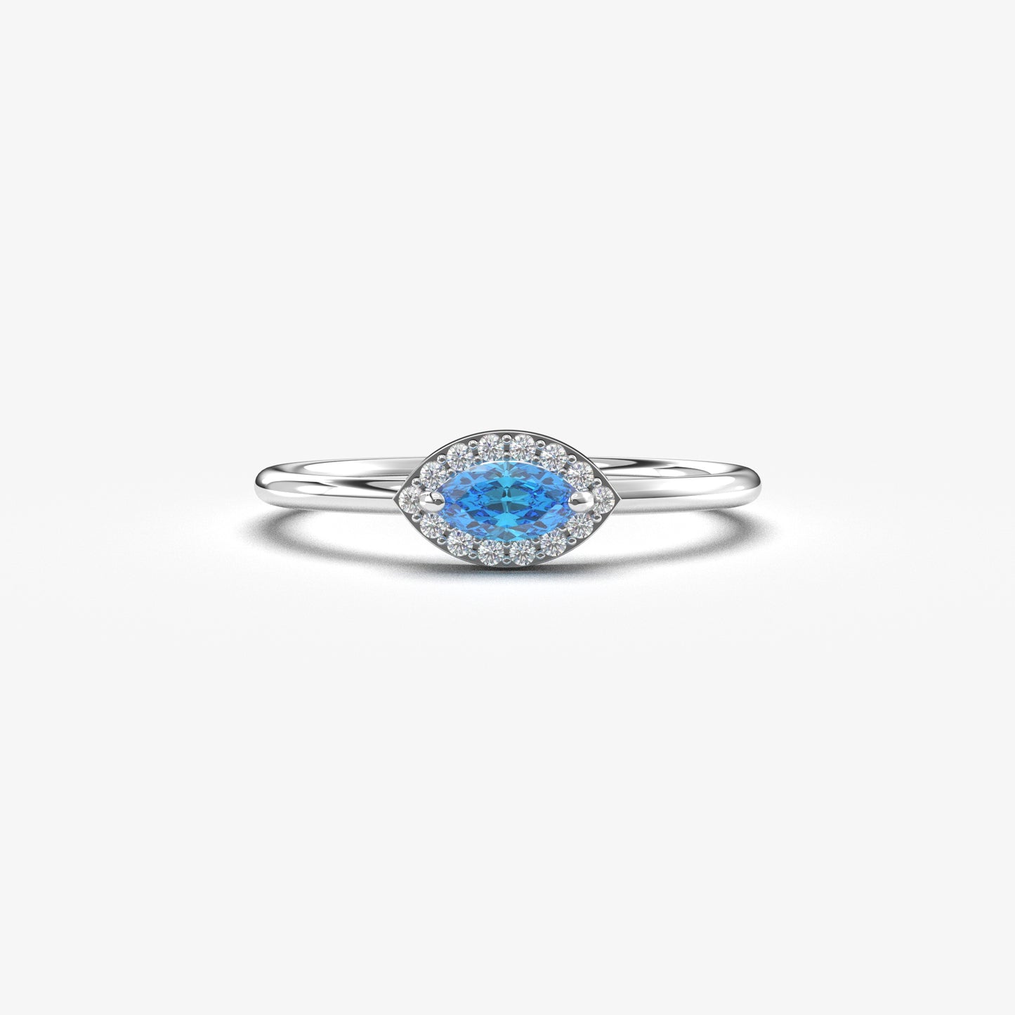 10K Gold Marquise Sky Blue and Cz Ring - 8S100SKY