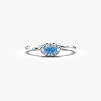 10K Gold Marquise Sky Blue and Cz Ring - 8S100SKY