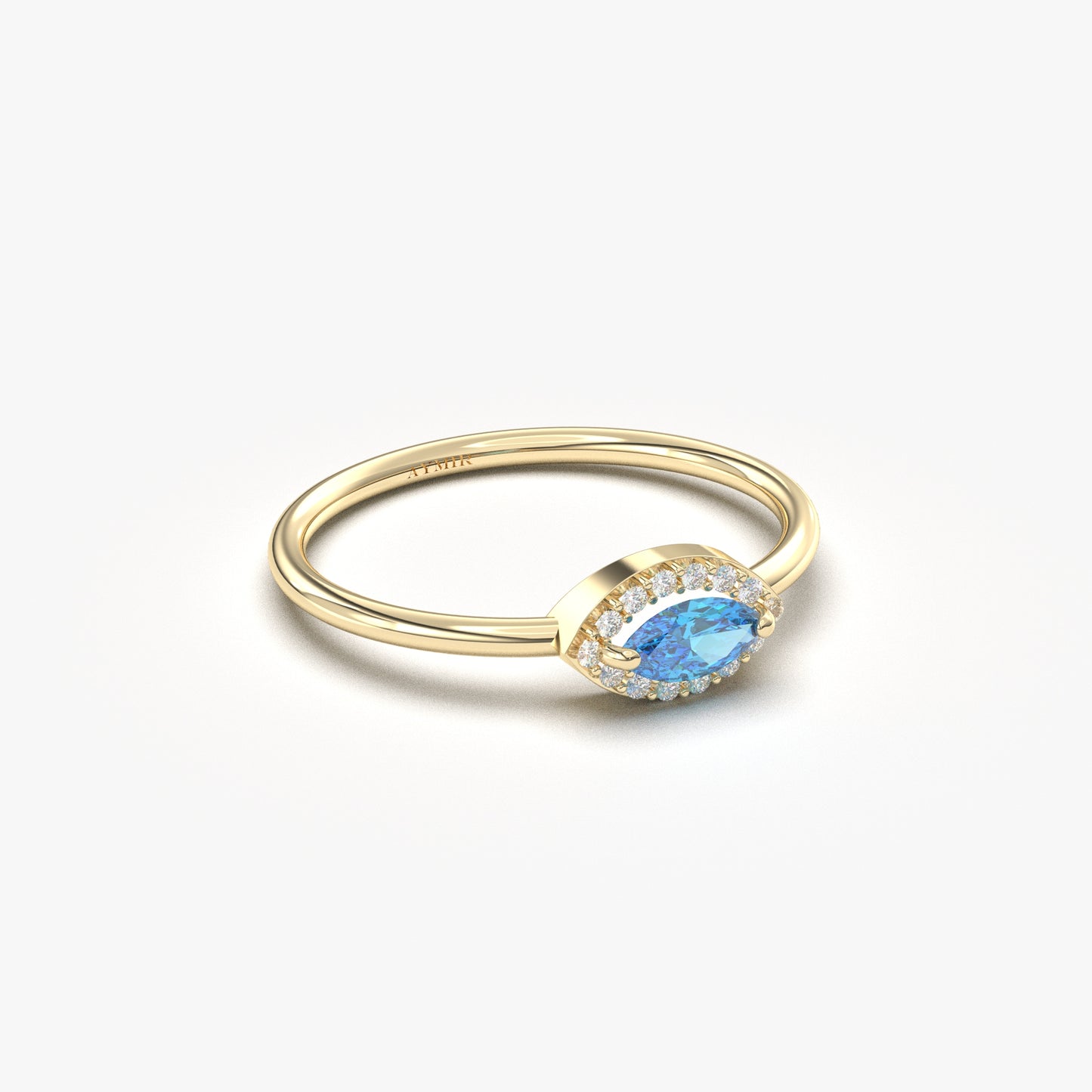 10K Gold Marquise Sky Blue and Diamond Ring - 8S100SKY