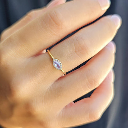 14K Gold Minimalist Marquise Lavender and Diamond Ring - 8S100LAV