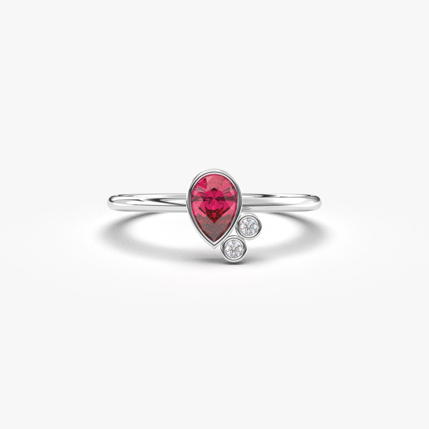 10K Gold Ruby Pear Unique and Cz Ring - 8S114RBY