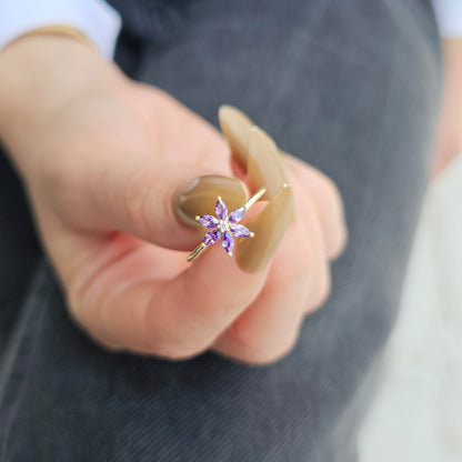 10K Gold Marquise Amethyst Diamond Ring - 8S132AME