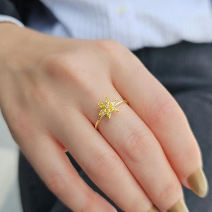 14K Gold Marquise Cut Citrine Floral Diamond Ring - 8S132CIT