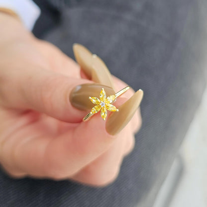 14K Gold Marquise Cut Citrine Floral Diamond Ring - 8S132CIT
