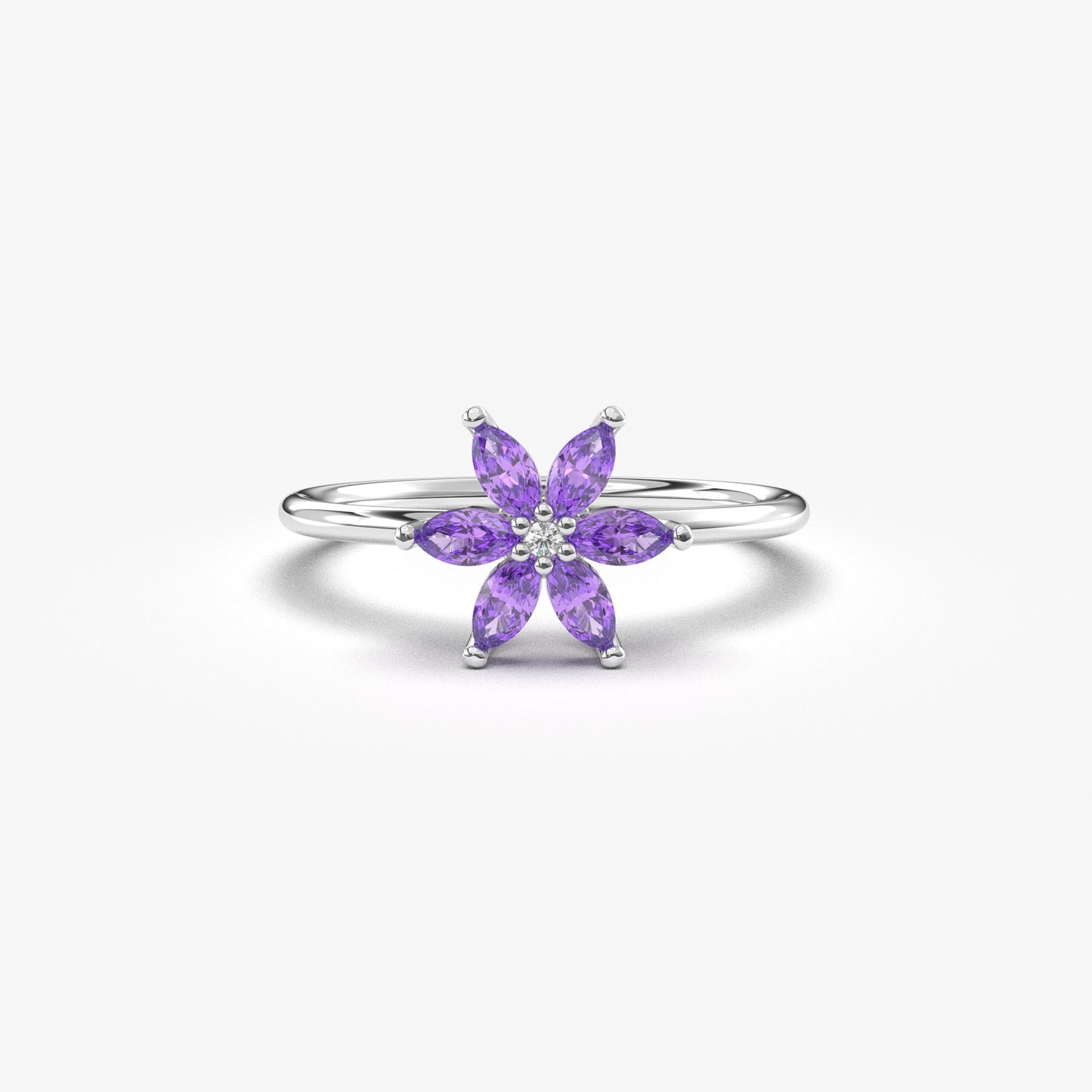 10K Gold Marquise Amethyst Diamond Ring - 8S132AME