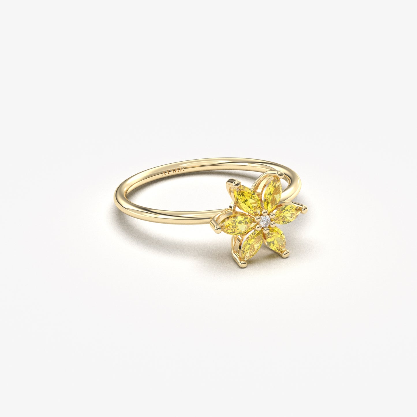 14K Gold Marquise Cut Citrine Floral Diamond Ring - 8S132CIT