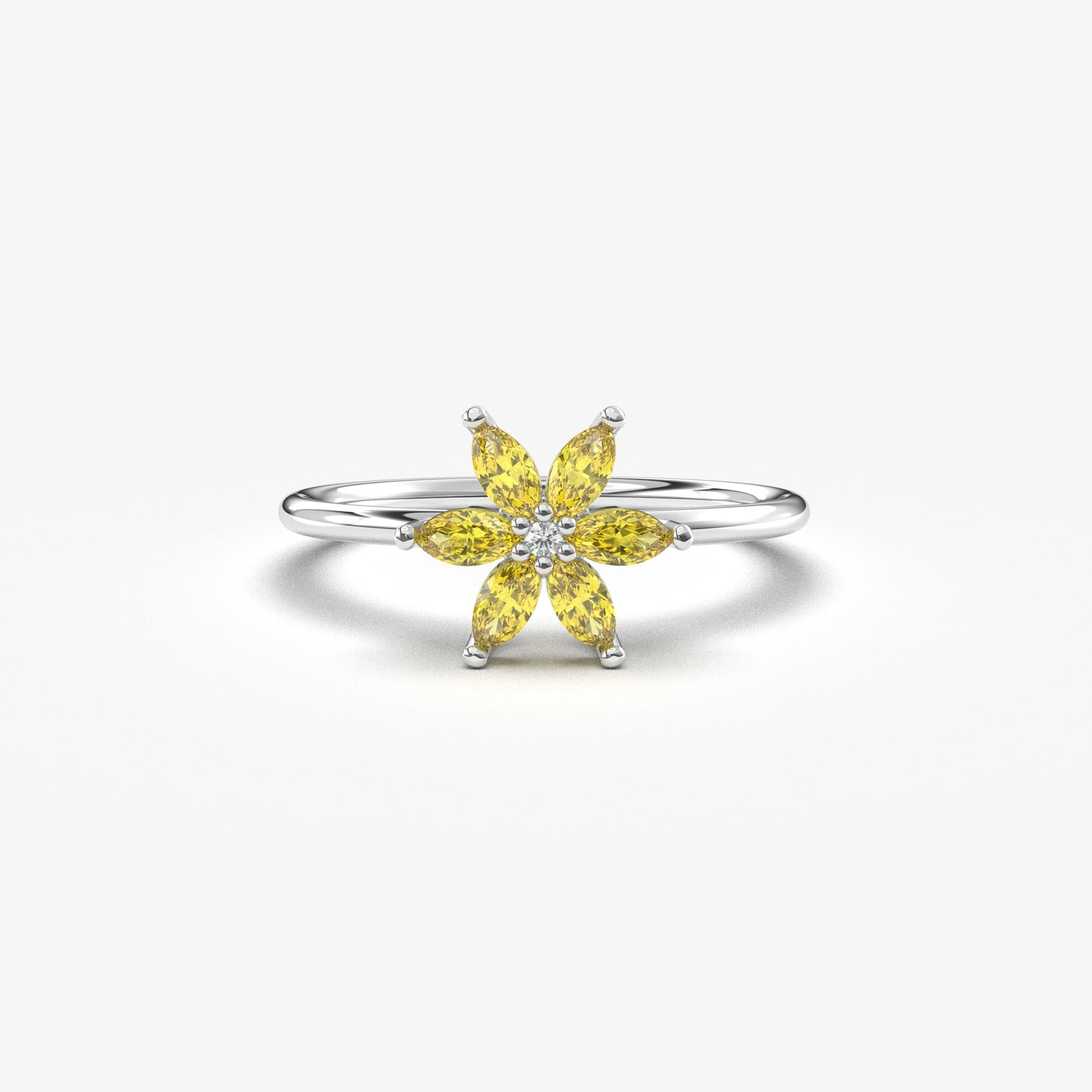 14K Gold Marquise Cut Citrine Floral Diamond Ring - 8S132CIT