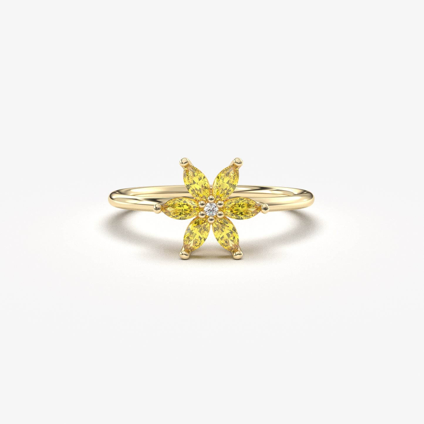 14K Gold Marquise Cut Citrine Floral Diamond Ring - 8S132CIT