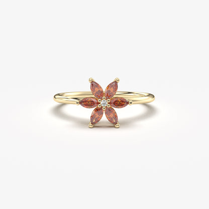 14K Gold Marquise Garnet and Diamond Ring - 8S132GAR