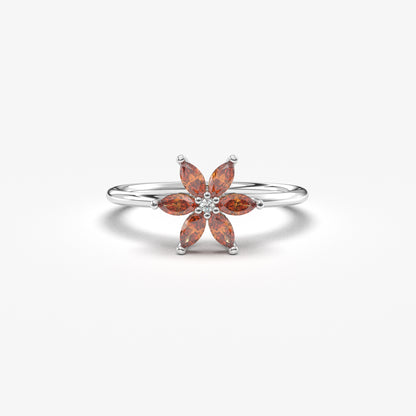14K Gold Marquise Garnet and Diamond Ring - 8S132GAR