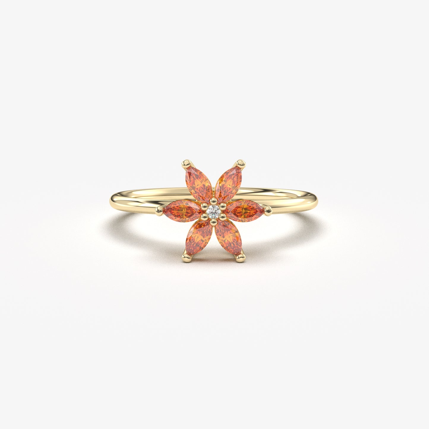 10K Gold Orange Flower Marquise and Diamond Ring - 8S132ORNG