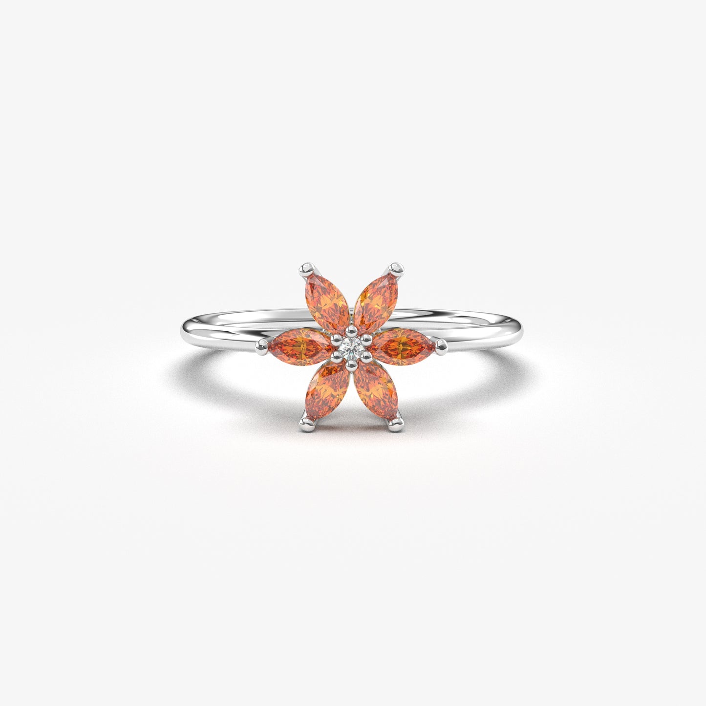 10K Gold Orange Flower Marquise and Diamond Ring - 8S132ORNG