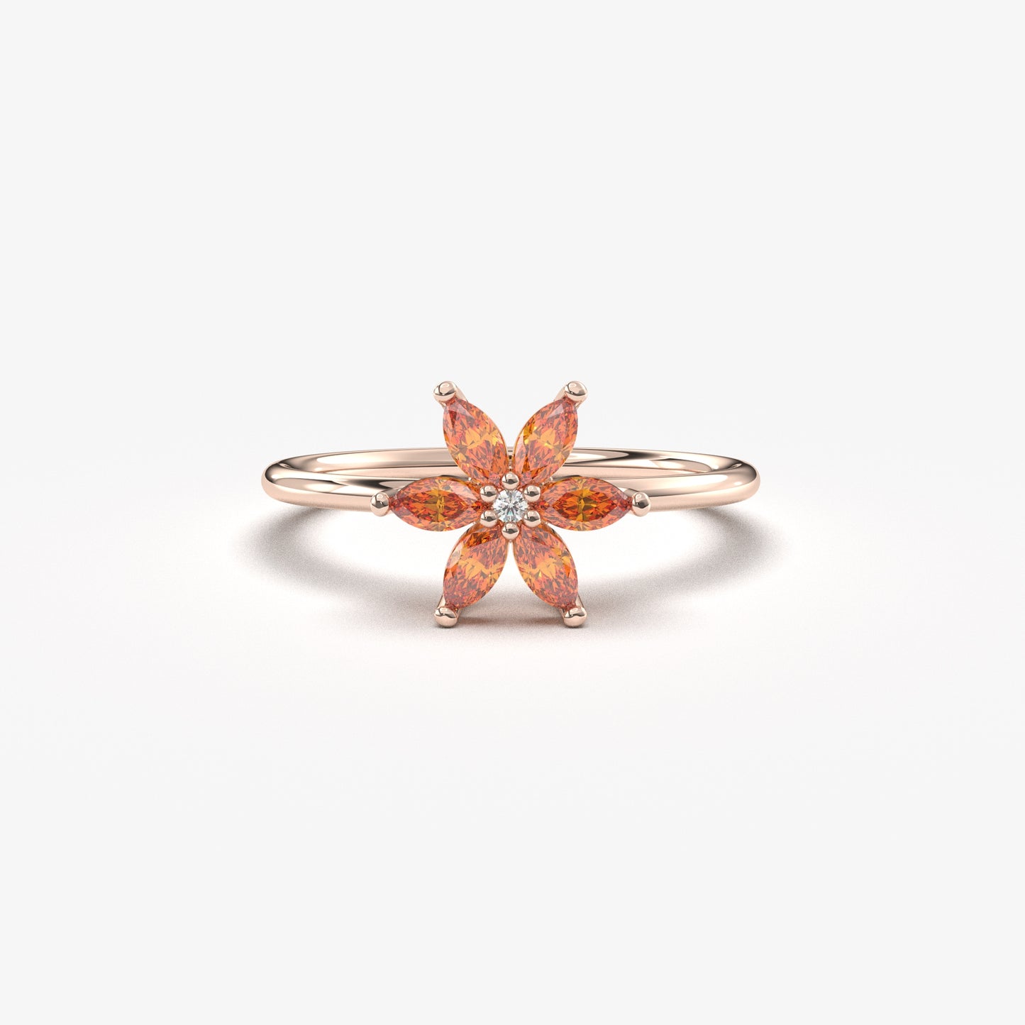10K Gold Orange Flower Marquise and Diamond Ring - 8S132ORNG