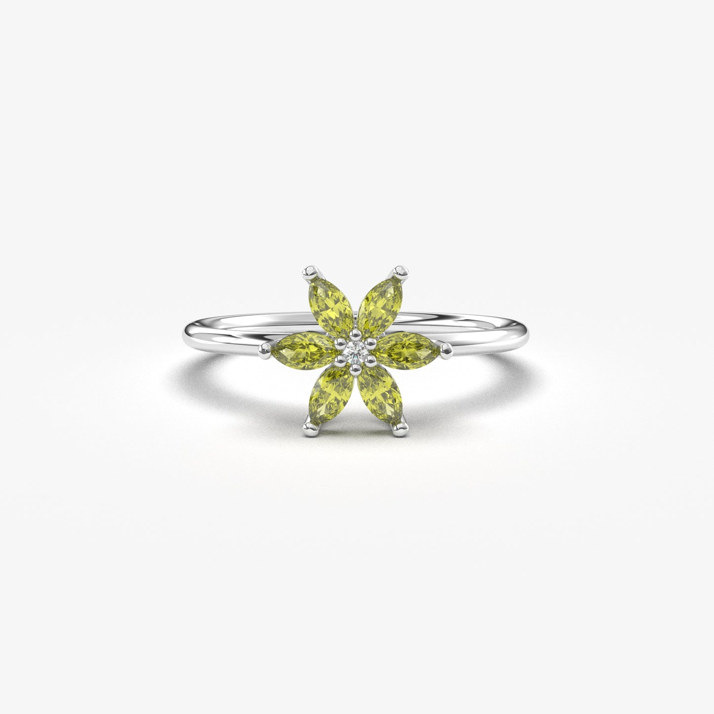 14K Gold Peridot Marquise and Diamond Ring - 8S132PER
