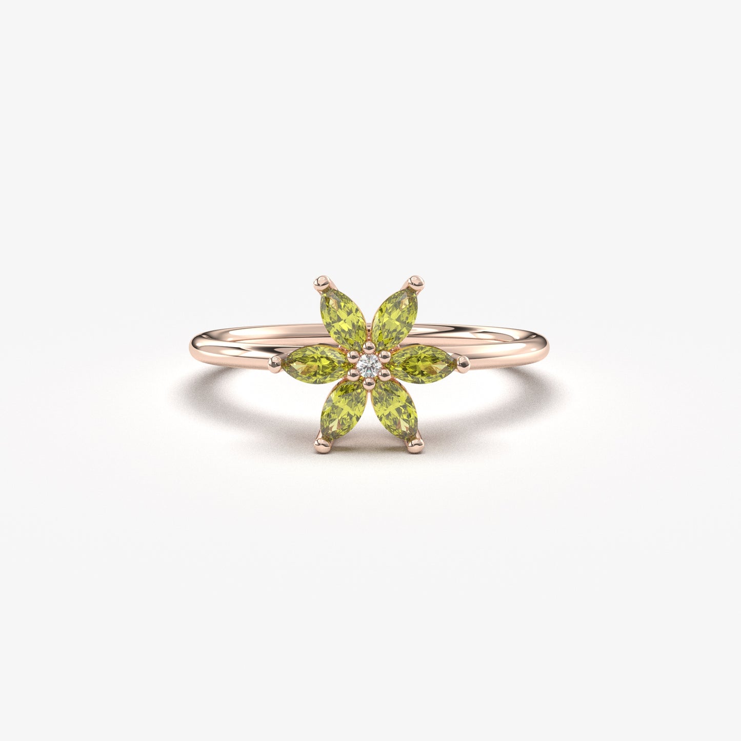14K Gold Peridot Marquise and Diamond Ring - 8S132PER