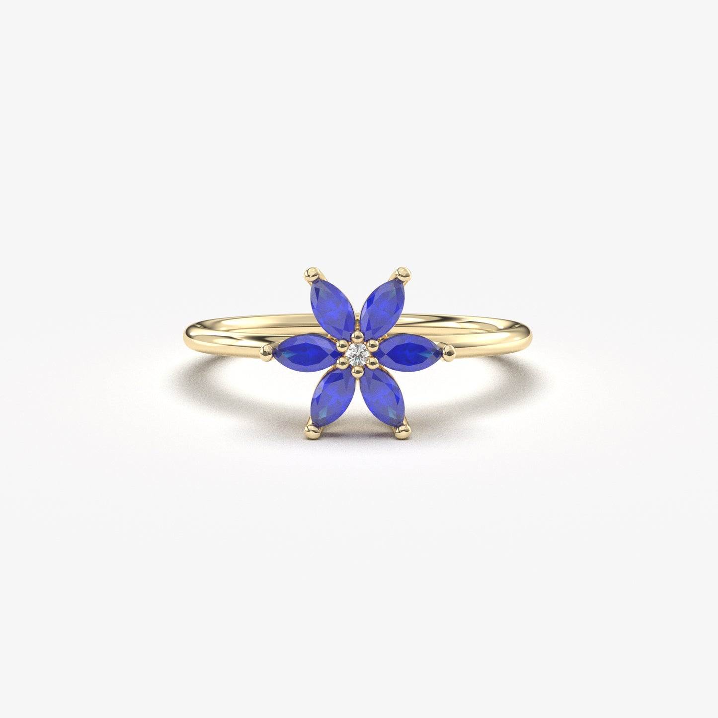 14K Gold Marquise Sapphire and Diamond Ring - 8S132SAP