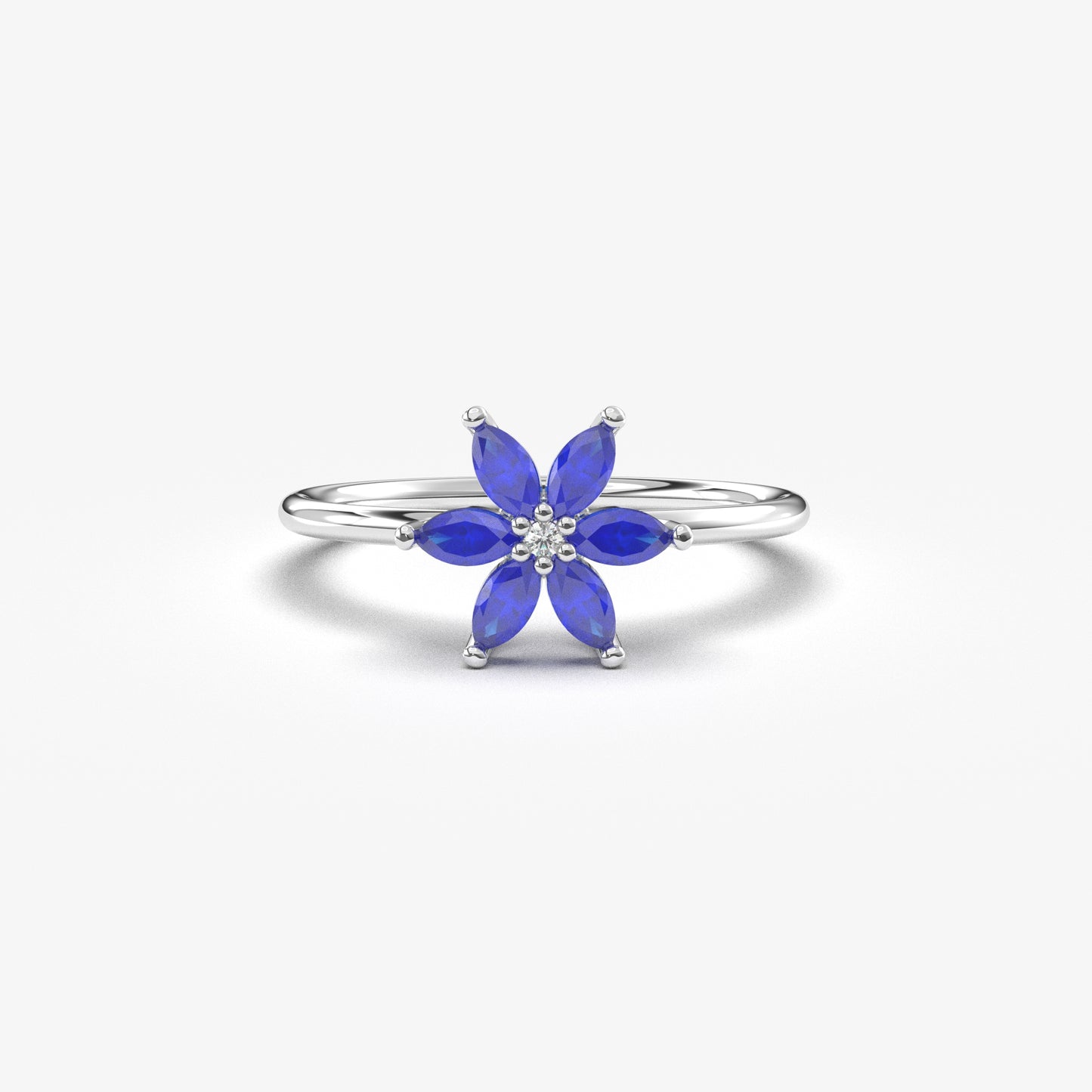 14K Gold Marquise Sapphire and Diamond Ring - 8S132SAP