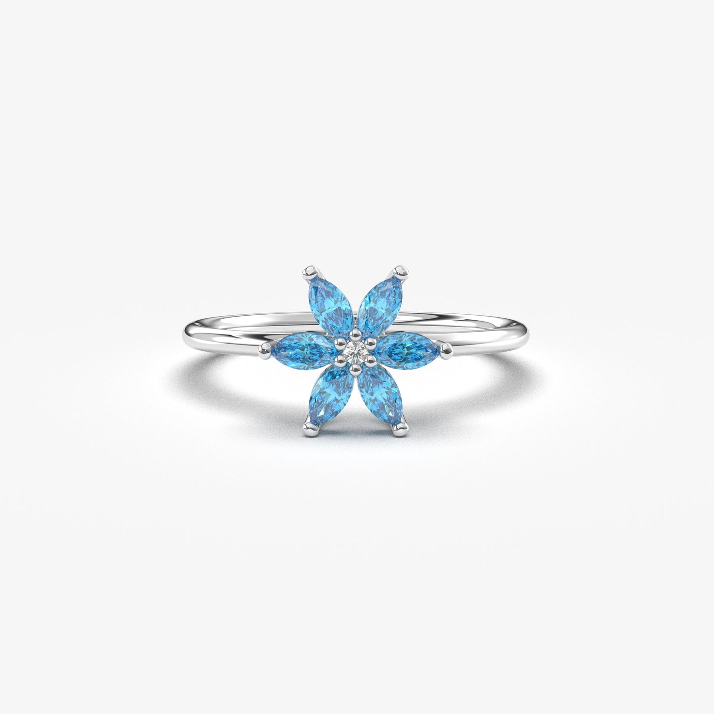 10K Gold Sky Blue Marquise and Diamond Ring - 8S132SKY