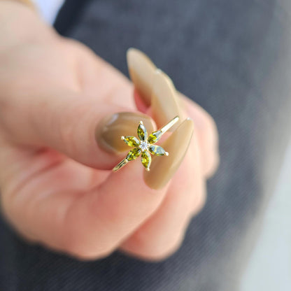 14K Gold Peridot Marquise and Diamond Ring - 8S132PER