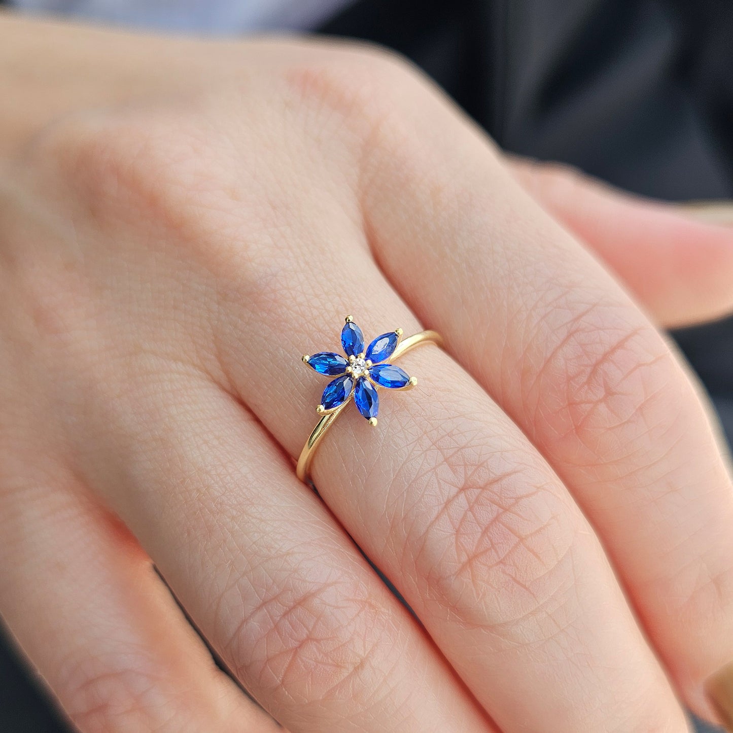 14K Gold Marquise Sapphire and Diamond Ring - 8S132SAP