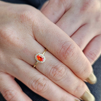 14K Gold Oval Vintage Orange Diamond Ring - 8S26ORNG