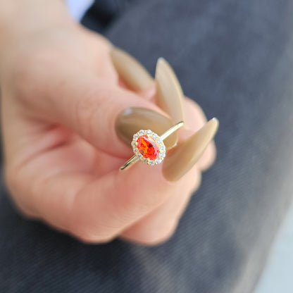 14K Gold Oval Vintage Orange Diamond Ring - 8S26ORNG