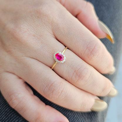 10K Gold Vintage Oval Ruby and Diamond Ring - 8S26RBY