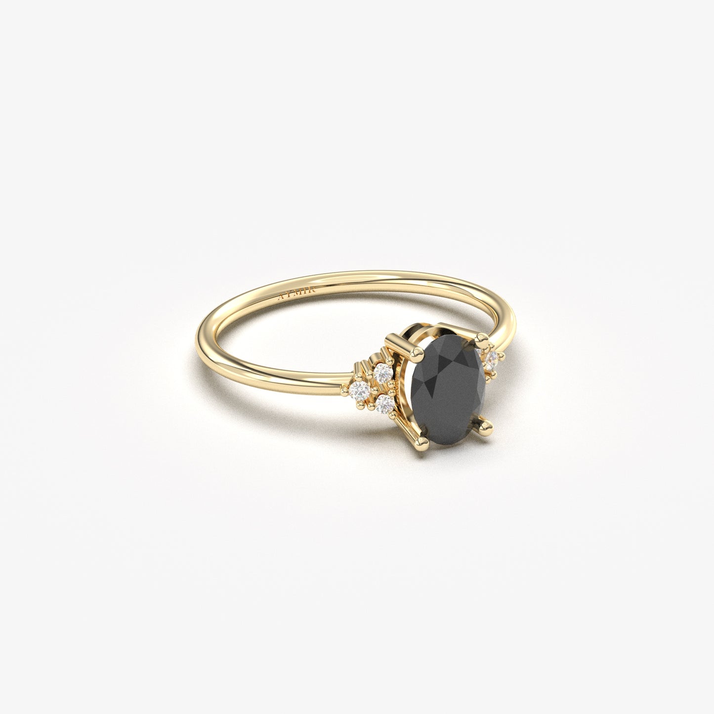 14K Gold Unique Black Onyx Oval and Diamond Ring - 8S268BLK