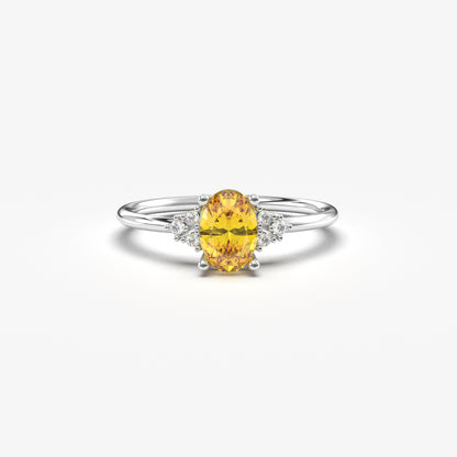 10K Gold Dainty Citrine Oval and Cz Ring - 8S268CIT