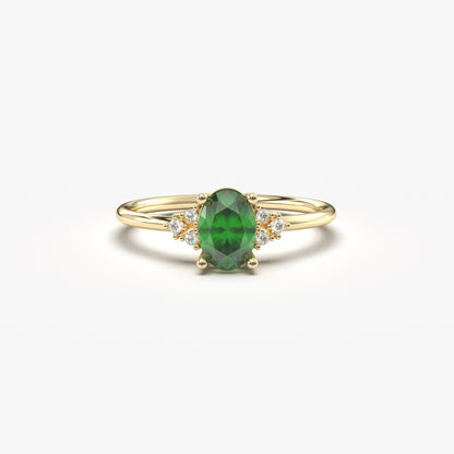 10K Gold Oval Emerald and Diamond Ring - 8S268EME