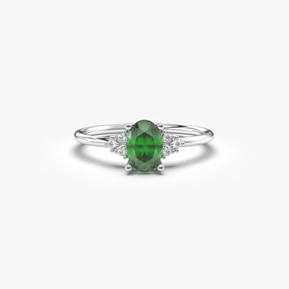 10K Gold Oval Emerald and Cz Ring - 8S268EME