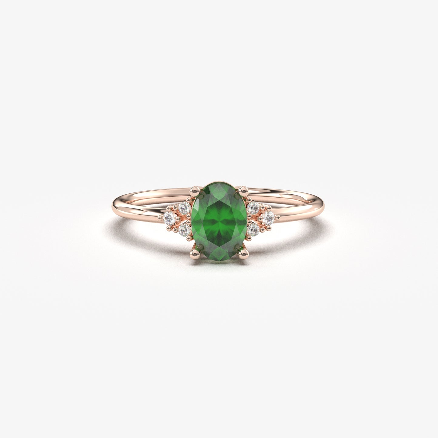 10K Gold Oval Emerald and Cz Ring - 8S268EME