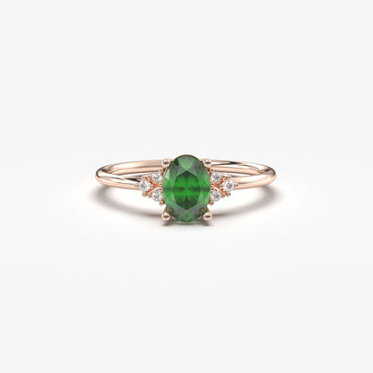 10K Gold Oval Emerald and Cz Ring - 8S268EME