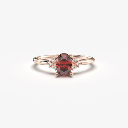 10K Gold Vintage Garnet Oval and Cz Ring - 8S268GAR