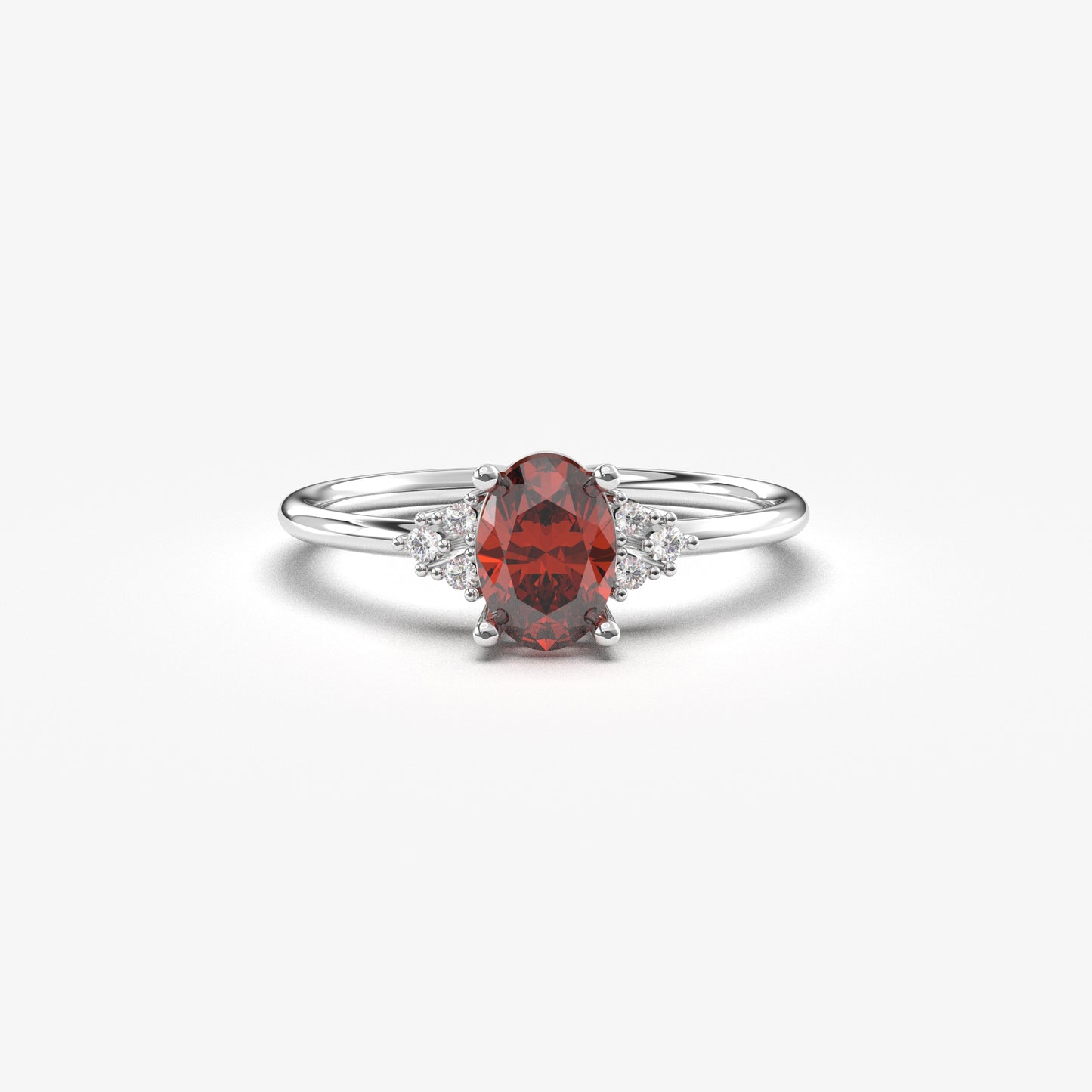 14K Gold Vintage Garnet Oval and Diamond Ring - 8S268GAR