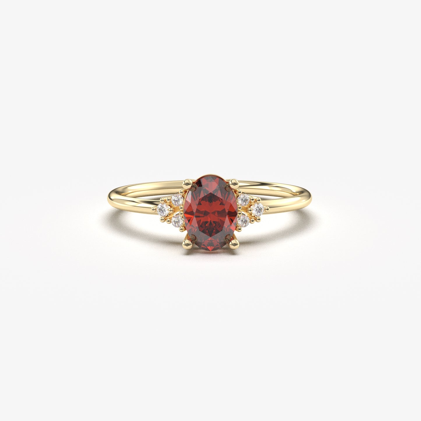 10K Gold Vintage Garnet Oval and Cz Ring - 8S268GAR